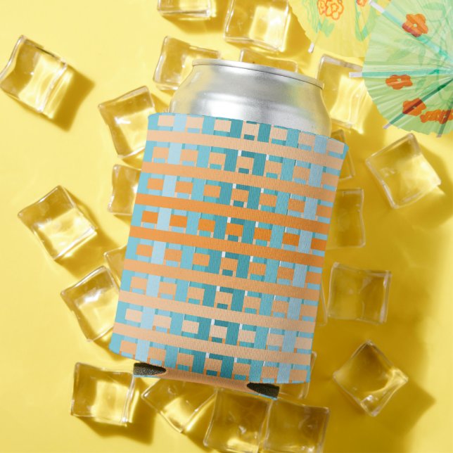 Gradient Plaid Orange Can Cooler (In Situ Summer)