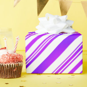 Gradient Purple and White Stripes Wrapping Paper