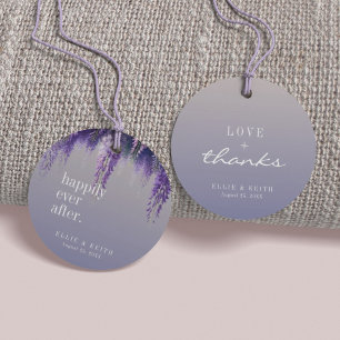 Gradient Purple Floral Happily Ever After Wedding Favour Tags