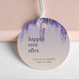 Gradient Purple Floral Happily Ever After Wedding Favour Tags