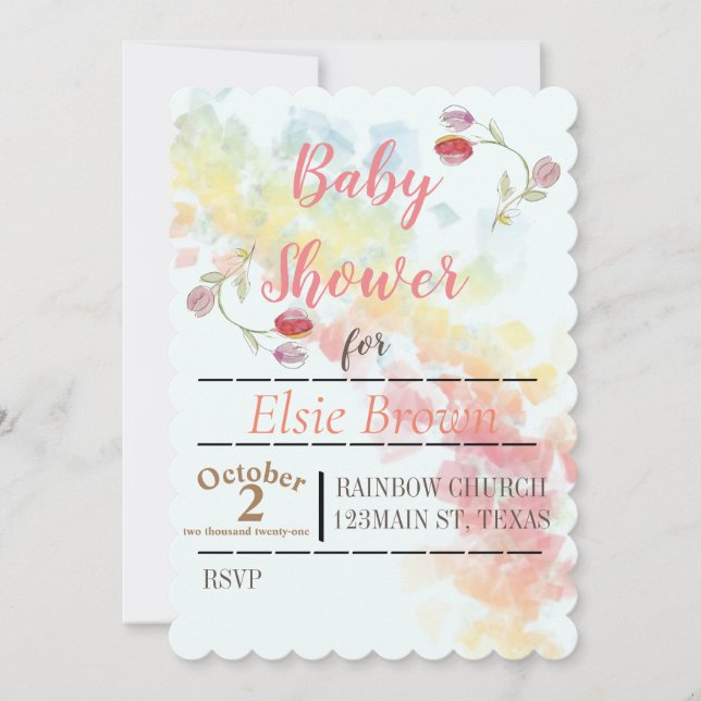 Gradient Rainbow and Tulips Save The Date (Front)