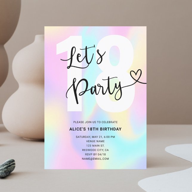 Gradient Rainbow Calligraphy Heart Birthday Invitation (Creator Uploaded)