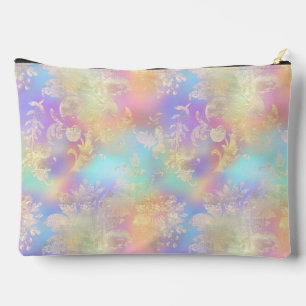 Gradient Rainbow Pattern and Gold Flourish Accessory Pouch