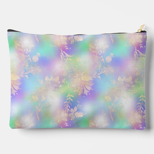 Gradient Rainbow Pattern and Gold Flourish Accessory Pouch (Back)