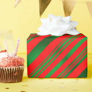 Gradient Red and Green Stripes Wrapping Paper
