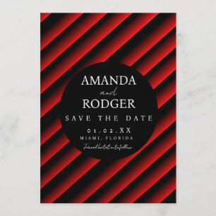 Gradient Red Black Stripes Save the Date  Invitation