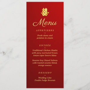 Gradient red Chinese wedding double happiness Menu