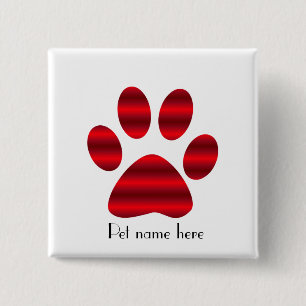 Gradient Red Paw 15 Cm Square Badge