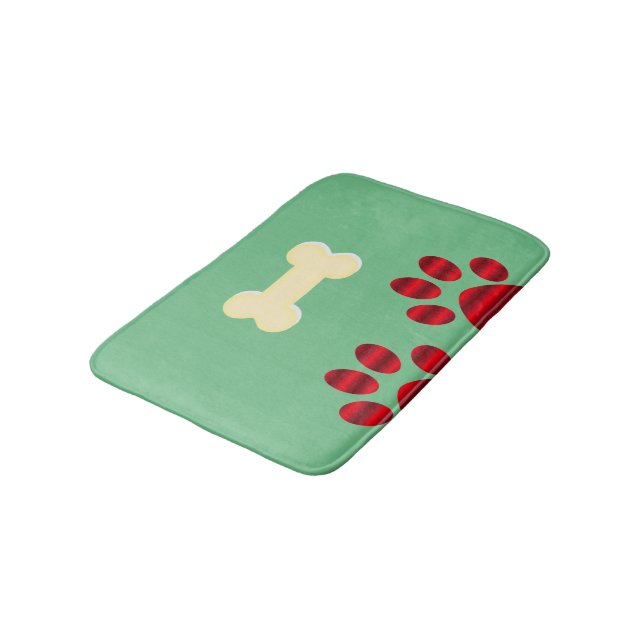 Gradient Red Paw w/Dog Bone Bath Mat (Angled)