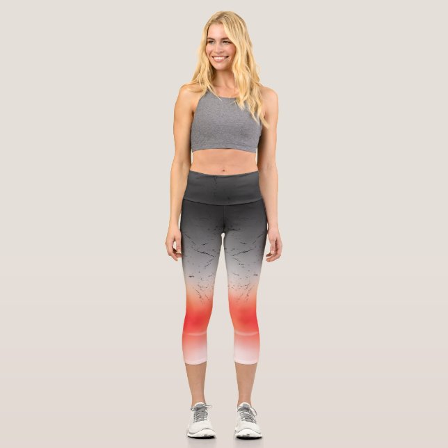 Gradient Red to Grey Ombre Leggings (Front)