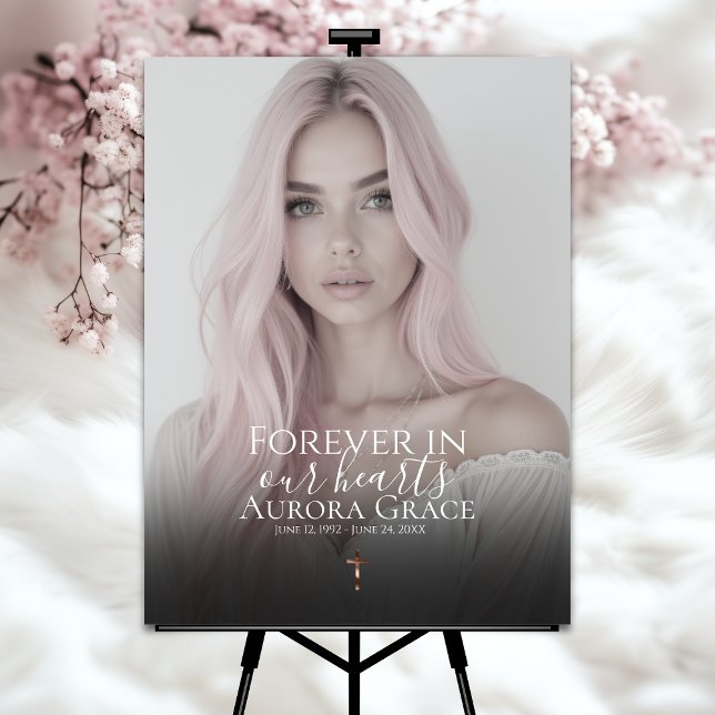 Gradient Rose Gold Memorial Poster with Cross (Creator Uploaded)