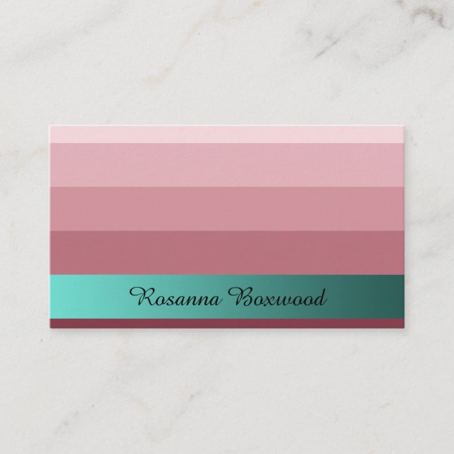 Gradient Rose Red with Teal Banner Custom Text Business Card (Front)