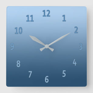 Gradient Simple Colourful Blue Square Wall Clock