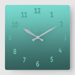 Gradient Simple Colourful Teal Square Wall Clock