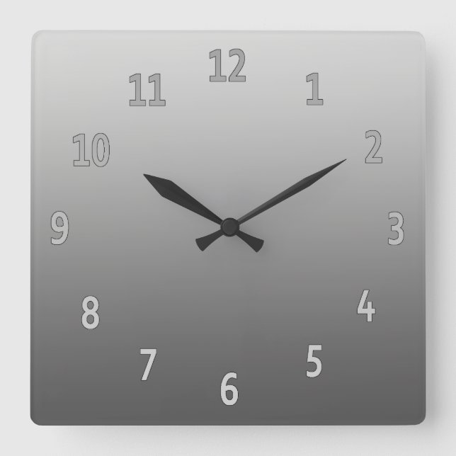 Gradient Simple Grey Square Wall Clock (Front)