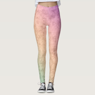 Gradient soft colours pastel pink coral beige gree leggings
