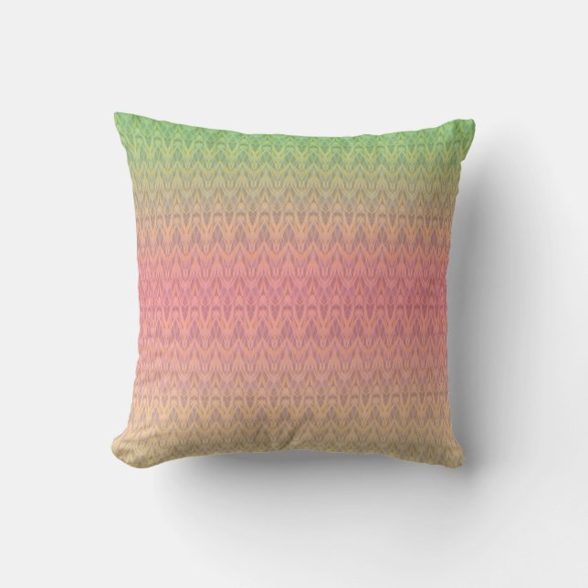 Gradient soft pastel colours ornamental pink green cushion (Front)
