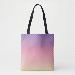 Gradient soft pastel colours polka dot pink violet tote bag