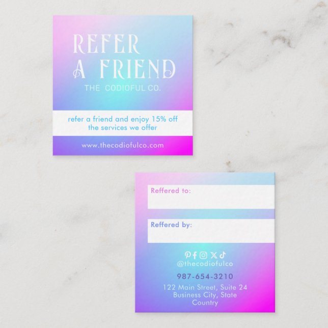 Gradient Square Referral Card (Front/Back)