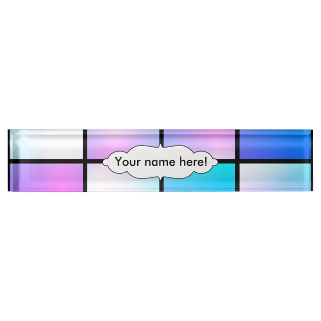 Gradient squares pattern nameplate (Front)