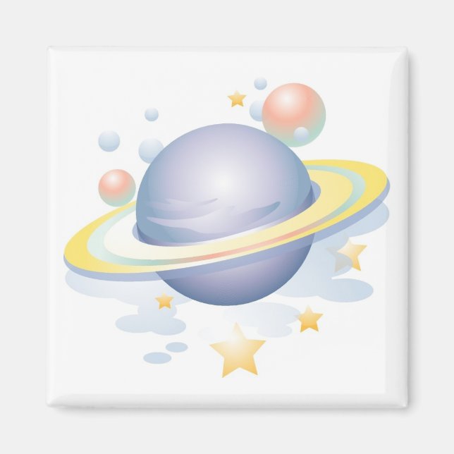 Gradient Style Saturn and Stars Magnet (Front)