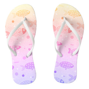 Gradient Sunset Fish Pattern Modern Flip Flops