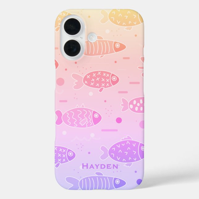 Gradient Sunset Fish Pattern Modern Personalised Case-Mate iPhone Case (Back)