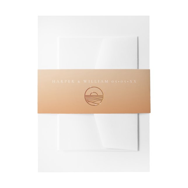 gradient sunset wedding Invitation Belly Band (Front Example)