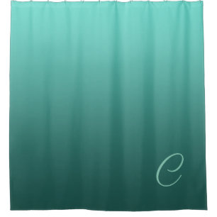 Gradient Teal Green with Custom Monogram Shower Curtain