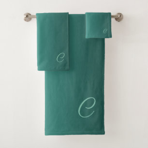 Gradient Teal with Custom Monogram Bath Towel Set
