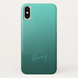 Gradient Teal with Custom Name iPhone X Case