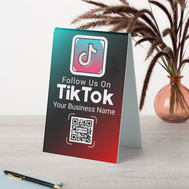 Gradient TikTok QR Code Business Name Follow Us (In SItu (Table))