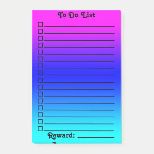 Gradient To Do List   Pink to Blue to Turquoise Post-it Notes