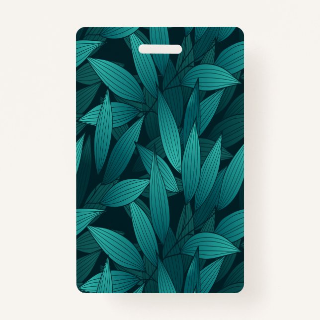 Gradient tropical leaves ID badge (Front)