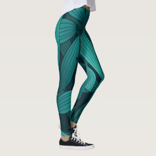 Gradient tropical leaves leggings