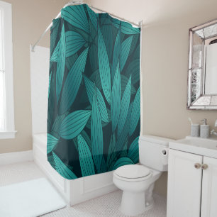Gradient tropical leaves shower curtain