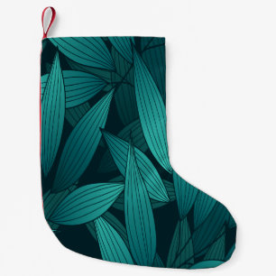 Gradient tropical leaves small christmas stocking