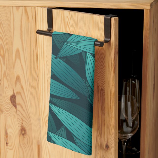 Gradient tropical leaves tea towel (Thirds Fold)