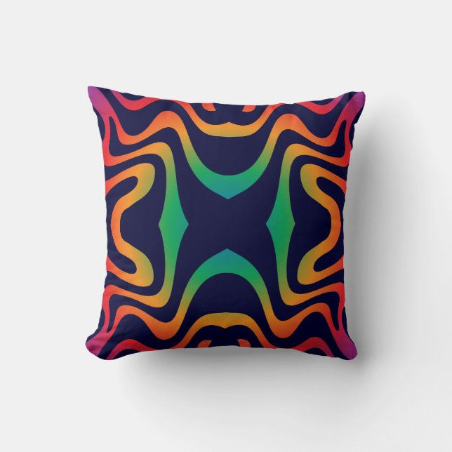 Gradient waves seamless pattern, psychedelic cushion (Front)
