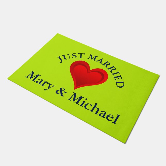 Gradients RED LOVE HEART + your backgr. & ideas Doormat (Angled)