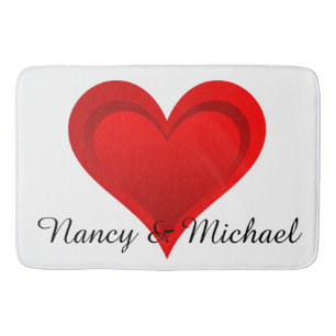 Gradients RED LOVE HEART + your text & ideas Bath Mat
