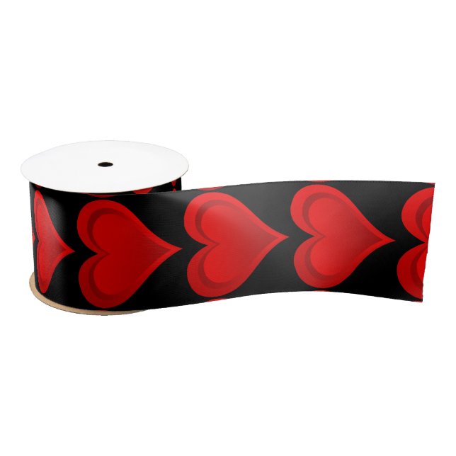 Gradients RED LOVE HEART + your text & ideas Satin Ribbon (Spool)