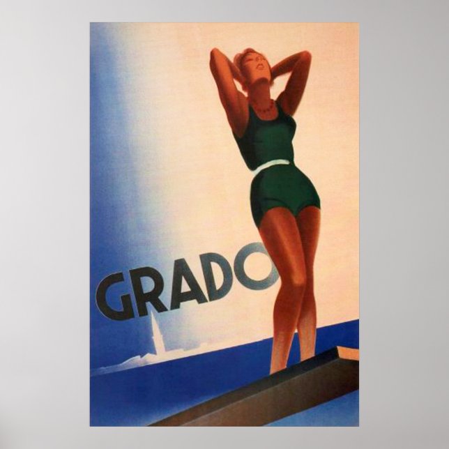Grado, Italy Vintage Travel Poster (Front)