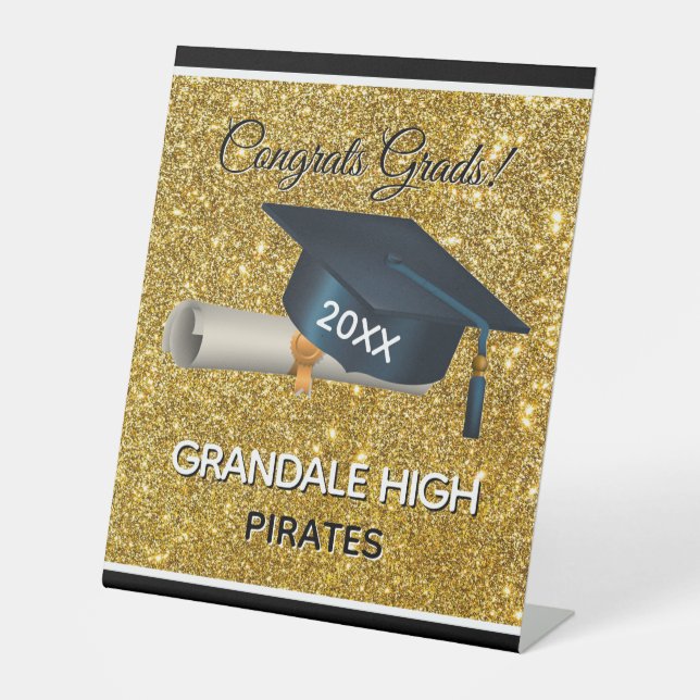 Grads! Fun, Custom Graduation Party Pedestal Sign (Front)