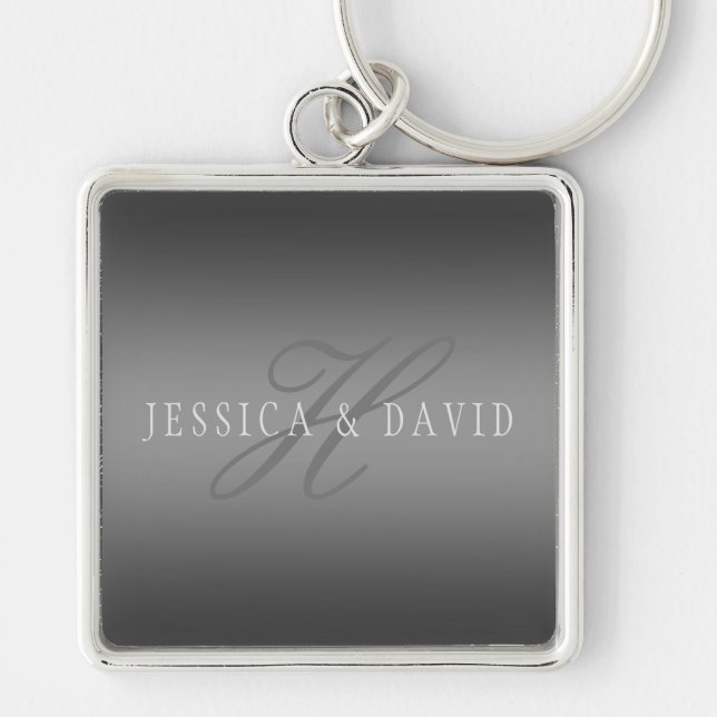 Gradually Changing Gradient Grey Any Name/s Key Ring (Front)