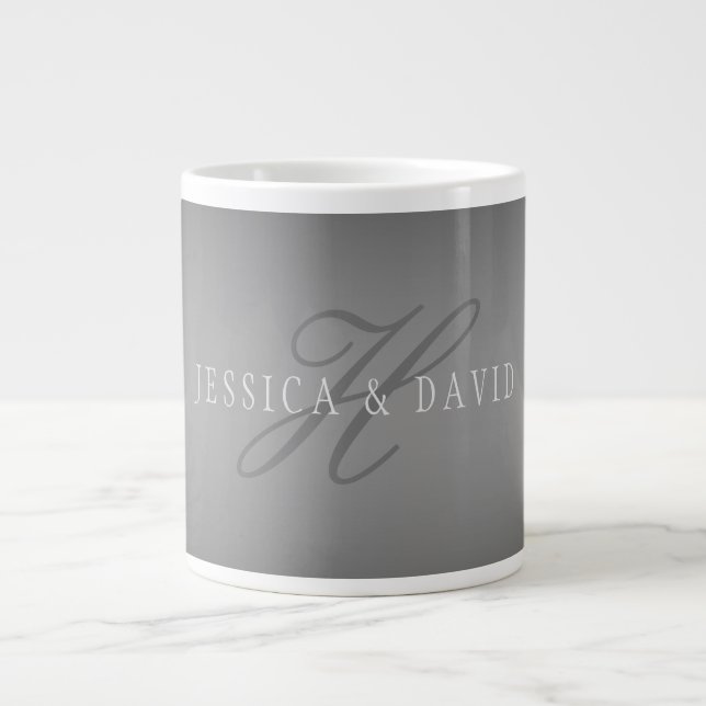 Gradually Changing Gradient Grey Any Name/s Large Coffee Mug (Front)