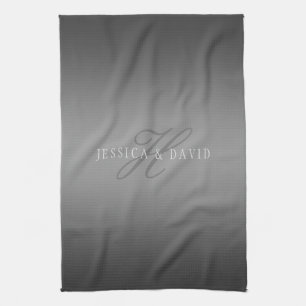 Gradually Changing Gradient Grey Any Name/s Tea Towel