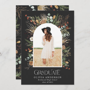 Graduate 1 photo arch watercolor botanical floral announcement