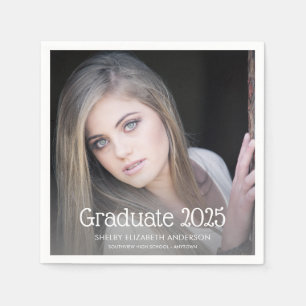 Graduate 2020 Handwritten Photo Graduation Napkin