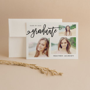 Graduate 2022 Trendy 3 Photo Collage Invitation
